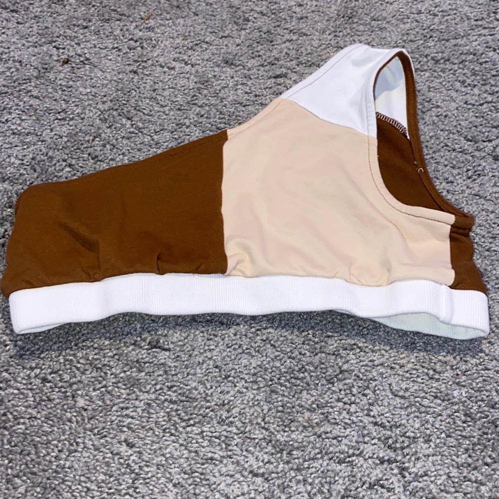 Shein tan brown and white top